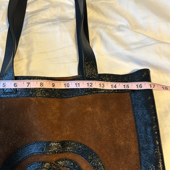 GUCCI Iconic brown suede and black leather large tote - Picture 5 of 7